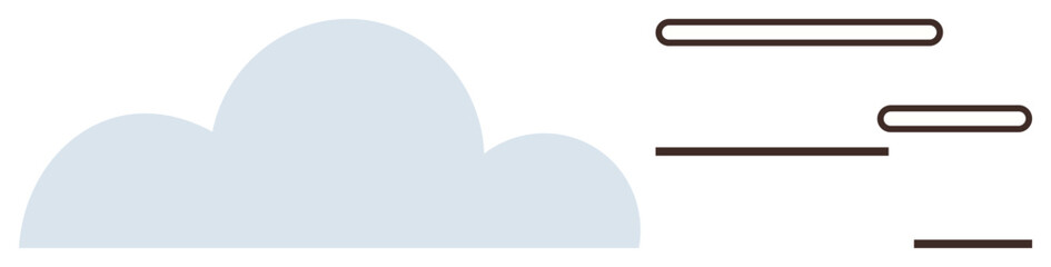 Cloud and horizontal lines symbolize wind and weather movement. Ideal for meteorology, climate, environment, simplicity, nature, efficiency, data. Aesthetic minimalism and simple flat metaphor