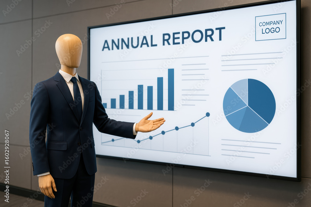 Aufkleber annual report success growth and development drive data analysis and communication briefing for prof