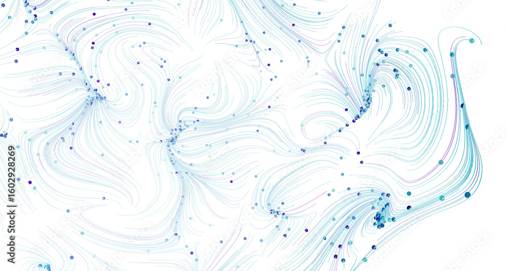 Poster abstract background with flowing lines and scattered dots. perfect for tech, design, and science vis