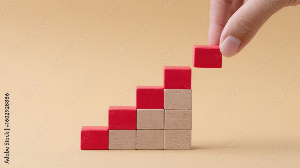 Poster a hand is holding a red block and breaking it into smaller pieces