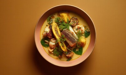 Tropical caribbean dream rondon with fish, plantains, and coconut broth awaits discovery