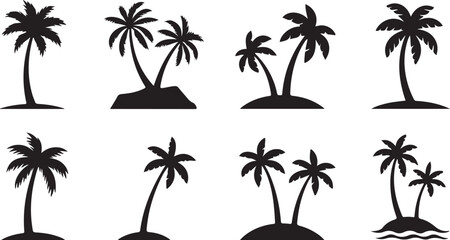 Fototapeta premium Silhouette Palm Trees Collection for Tropical Summer Vacation Designs