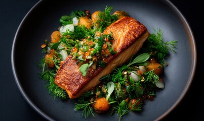 Jeremy Charles' culinary masterpiece pan-seared arctic char with fresh herbal accents