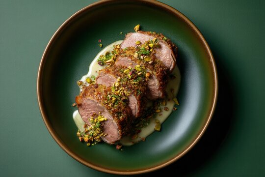 Emerald dream a Pistachio-crusted lamb loin by Emre Kocaba