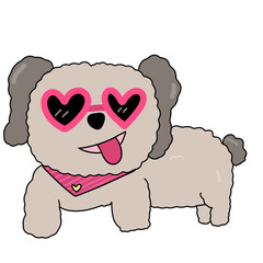 dog with sunglasses heart shape