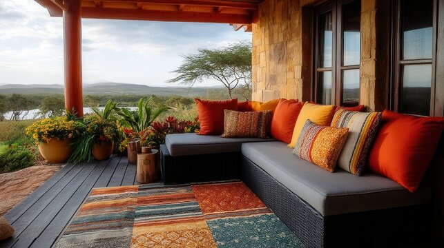 Outdoor Haven at a Kenyan Resort, Embracing Nature From a Relaxing Lounge Area