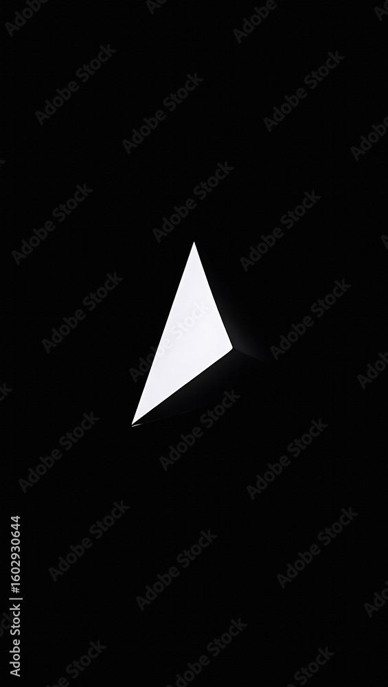 Poster a stark white triangle isolated against a solid black background creating a minimalist contrast art 