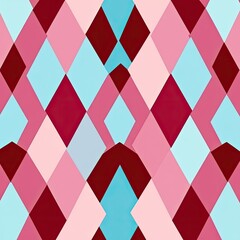 Obraz premium Geometric Diamond Pattern Pink, Burgundy, and Sky Blue Polygon Arrangement Backdrop
