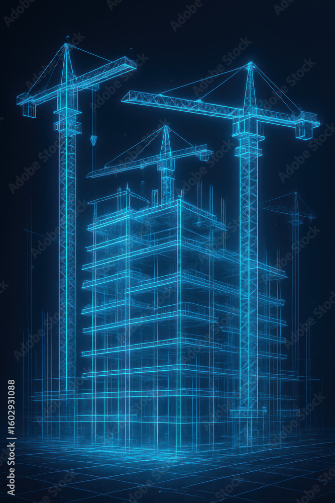 Aufkleber blueprint and construction design showcase architecture and engineering with urban development innov