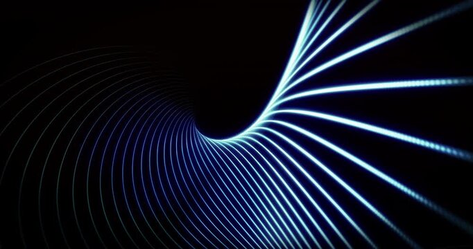 Blue fractals lines moving in the space. Loop