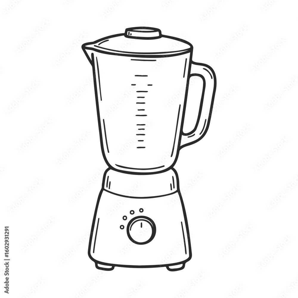 Poster line art blender illustration with controls and lid in black and white – stock vector icon in line s