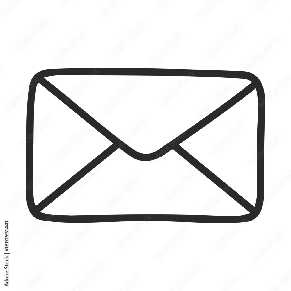 Poster simple black and white envelope icon on white background – stock vector icon in line style
