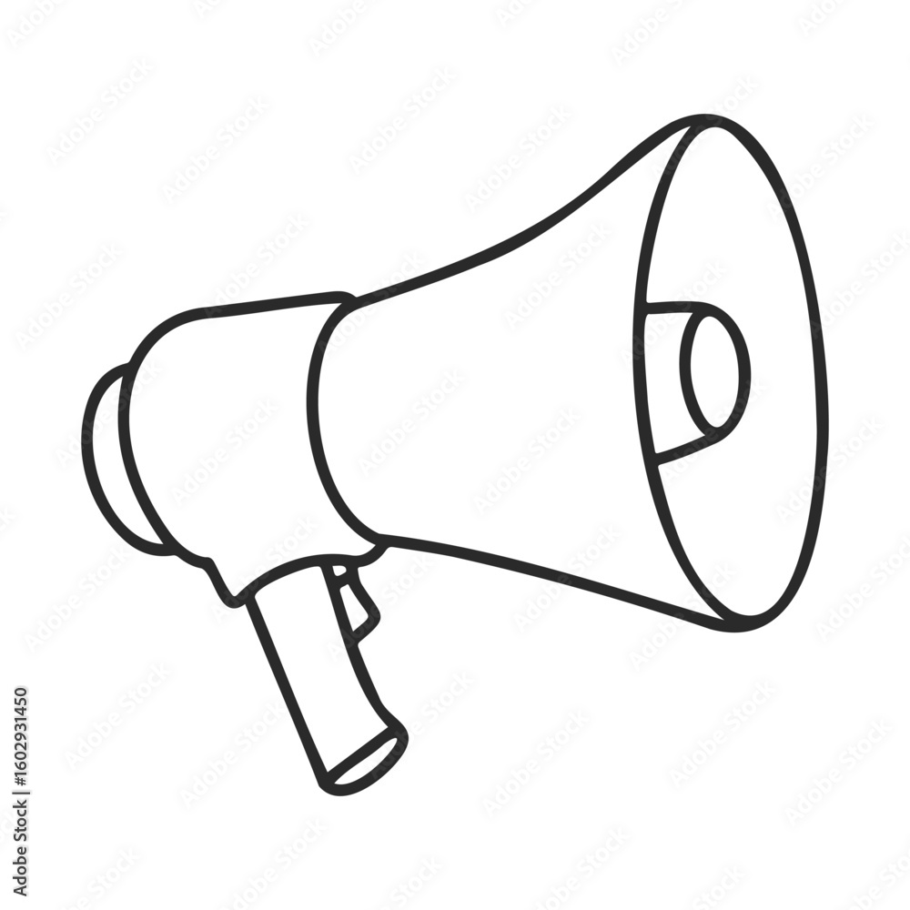 Poster outline of a megaphone on a white background – stock vector icon in line style