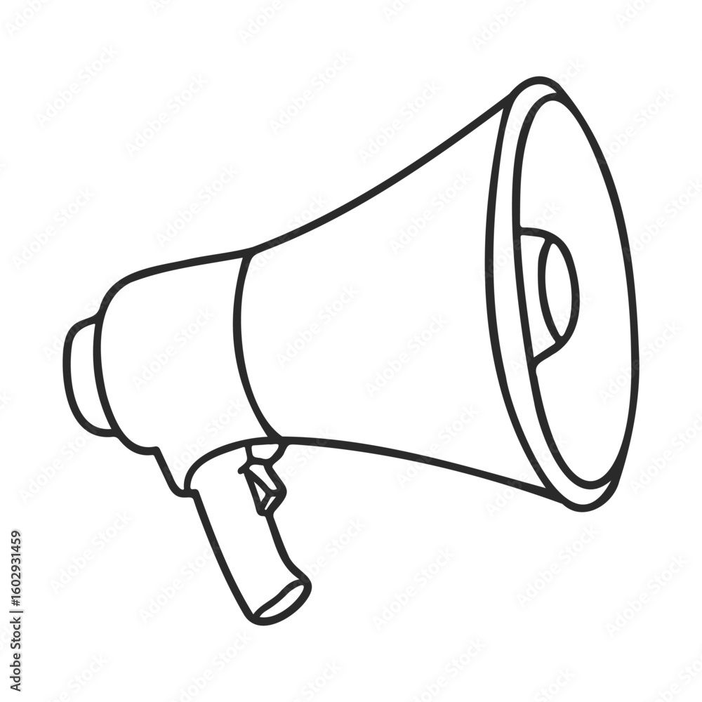 Poster outline of a megaphone for communication and announcements – stock vector icon in line style
