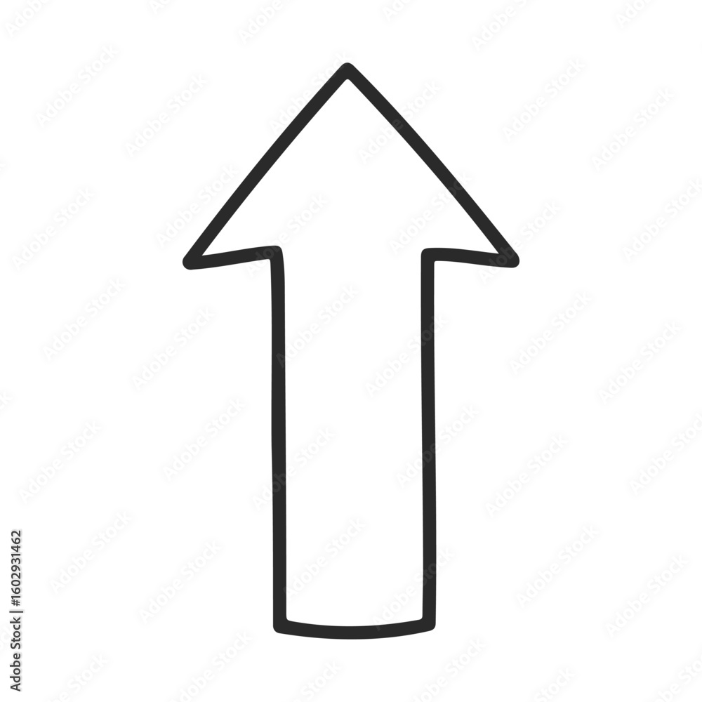 Poster simple black outline arrow pointing upward on white background – stock vector icon in line style