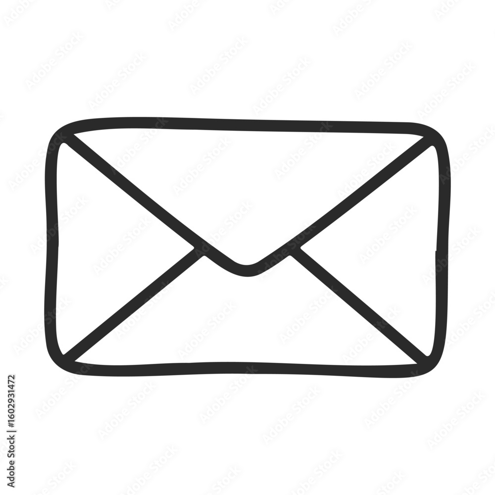 Aufkleber simple black and white envelope icon on plain background – stock vector icon in line style