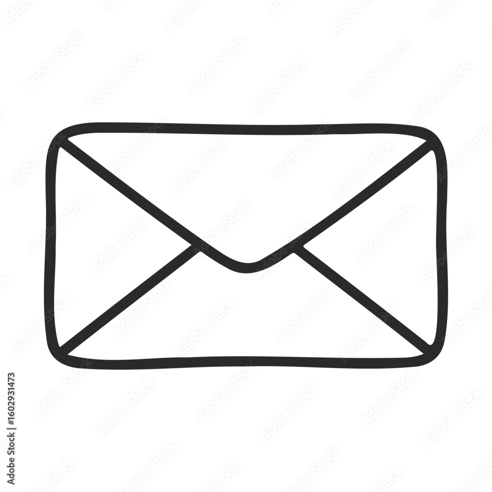 Poster simple black and white envelope icon on white background – stock vector icon in line style