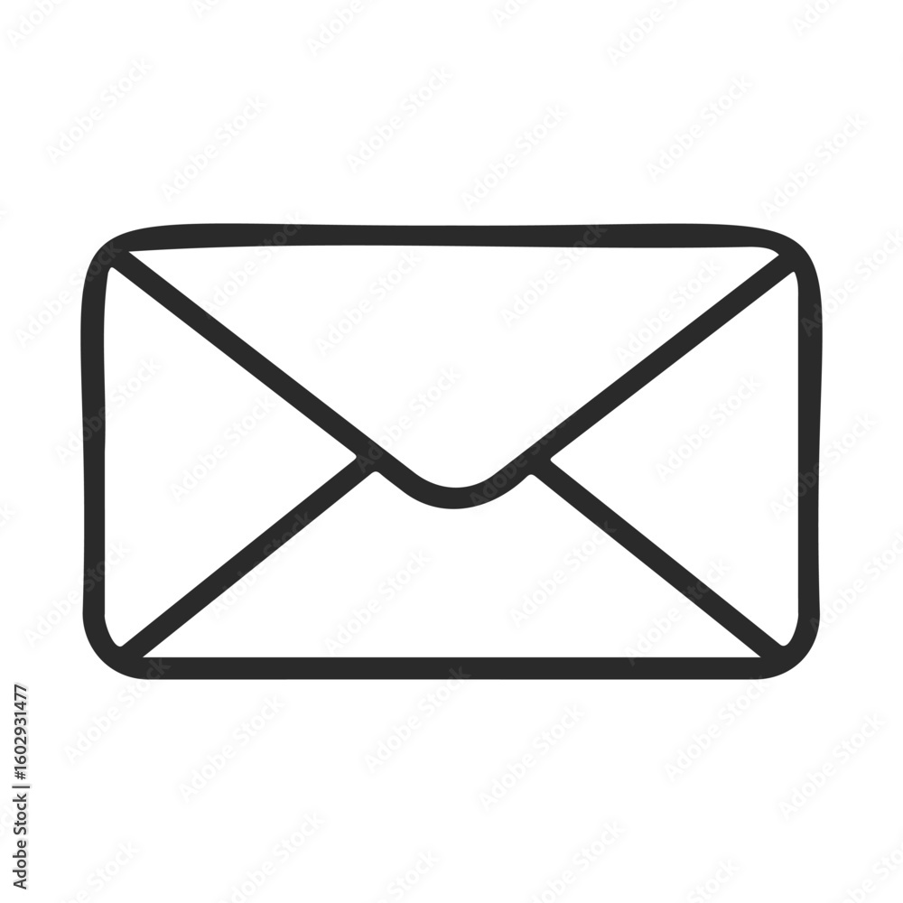 Poster simple black outline of an envelope icon on white background – stock vector icon in line style