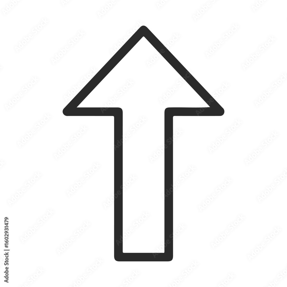 Poster black upward arrow icon on white background – stock vector icon in line style