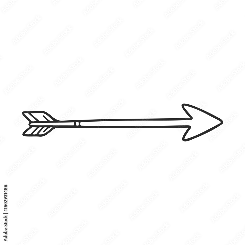 Poster simple black arrow drawing on white background for graphic design – stock vector icon in line style