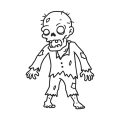 Obraz premium Cartoon zombie character in tattered clothes – stock vector icon in line style