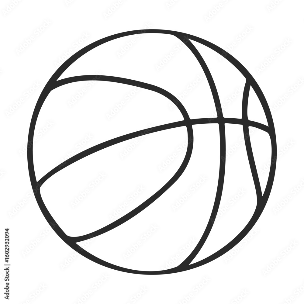 Aufkleber black and white outline of a basketball with simple line design – stock vector icon in line style