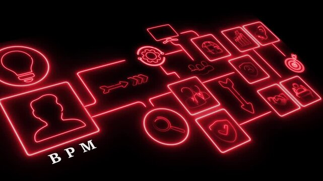Abstract glowing B P M .Business, technology, internet and network concept. Virtual screen of the future and sees the inscription.