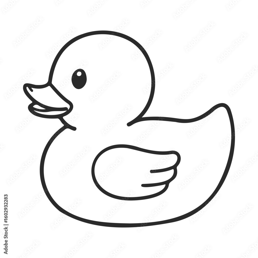 Aufkleber simple outline of rubber duck on white background – stock vector icon in line style