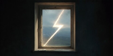 Lightning bolt through window image