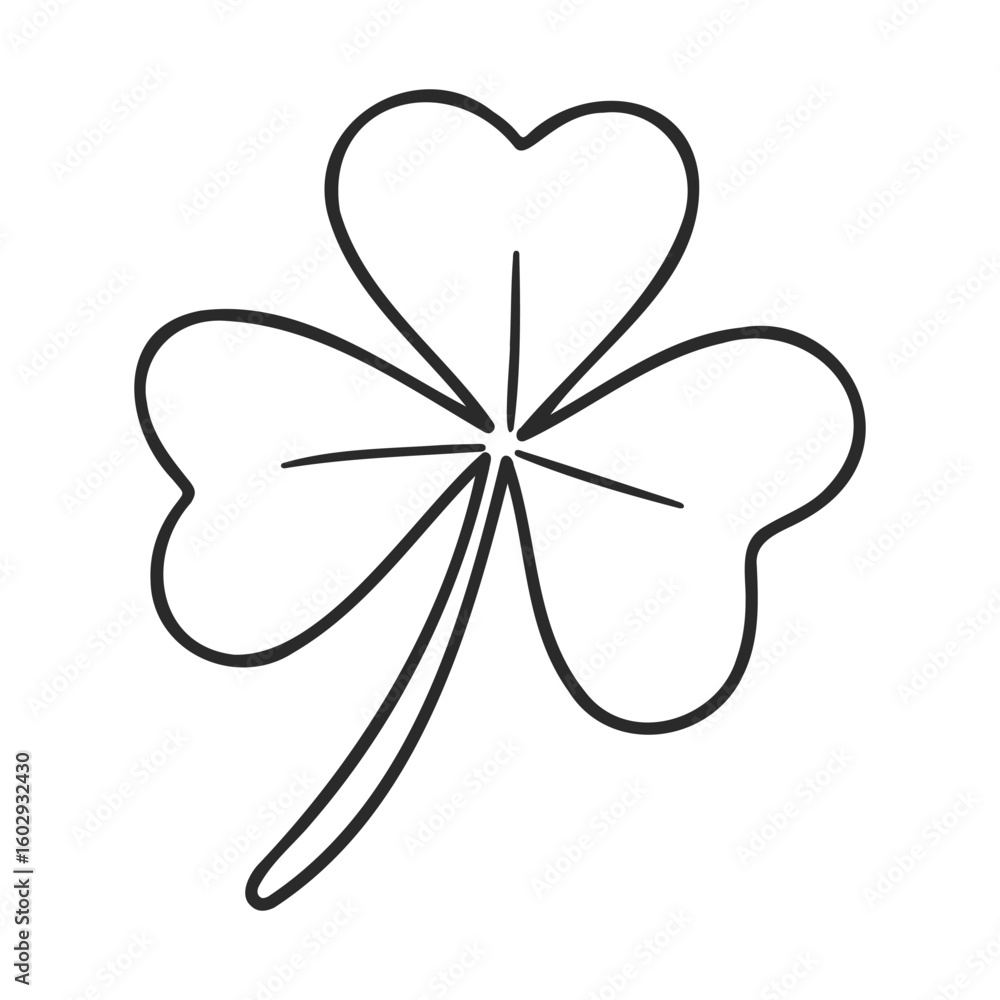 Poster minimalistic black outline of a three-leaf clover on white background – stock vector icon in line st