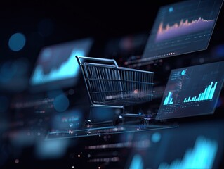 Digital shopping cart with data overlays