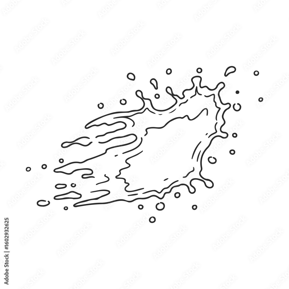 Poster abstract black and white splash outline with dynamic liquid motion and fluid design – stock vector i