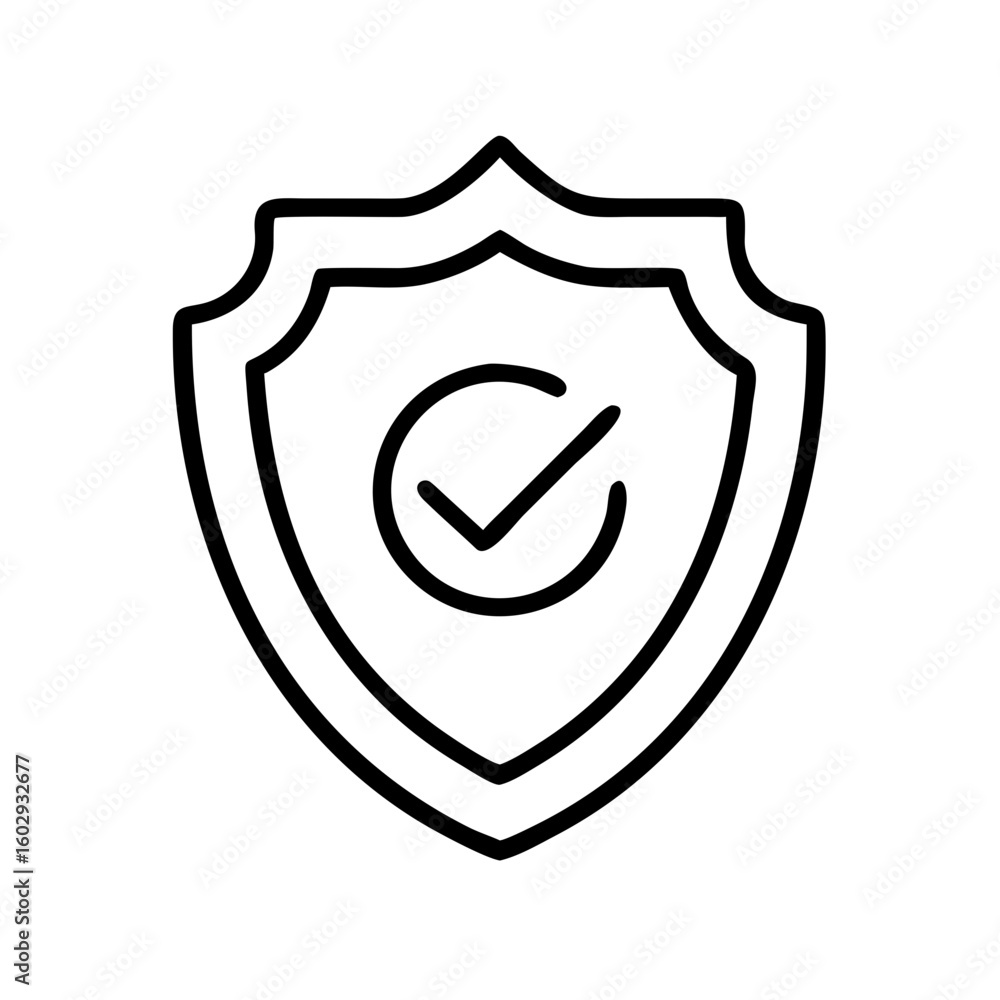 Poster shield symbol with check mark representing security and protection