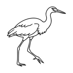 Fototapeta premium Line drawing of a heron bird with graceful posture – stock vector icon in line style