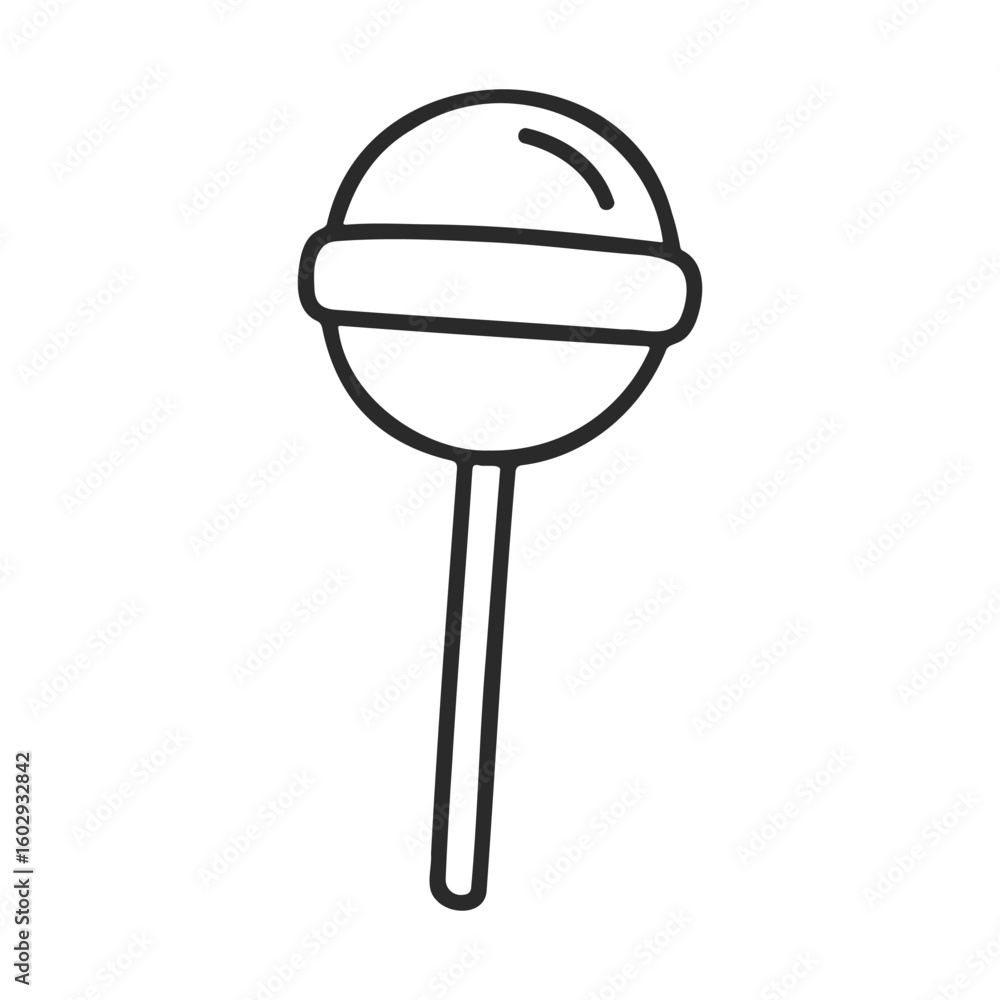 Poster outline of a simple lollipop on white background – stock vector icon in line style