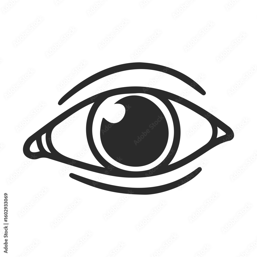 Poster monochrome eye icon with bold lines and intricate detail – stock vector icon in line style