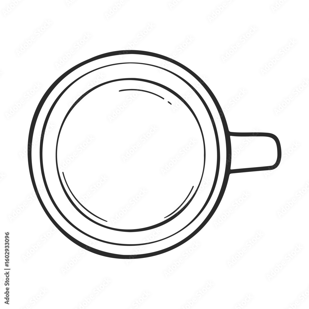 Poster simple line drawing of coffee cup from above with minimalist design – stock vector icon in line styl