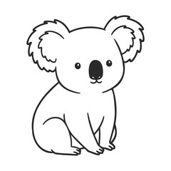 Fototapeta premium Adorable black and white koala illustration with simple line art design – stock vector icon in line style