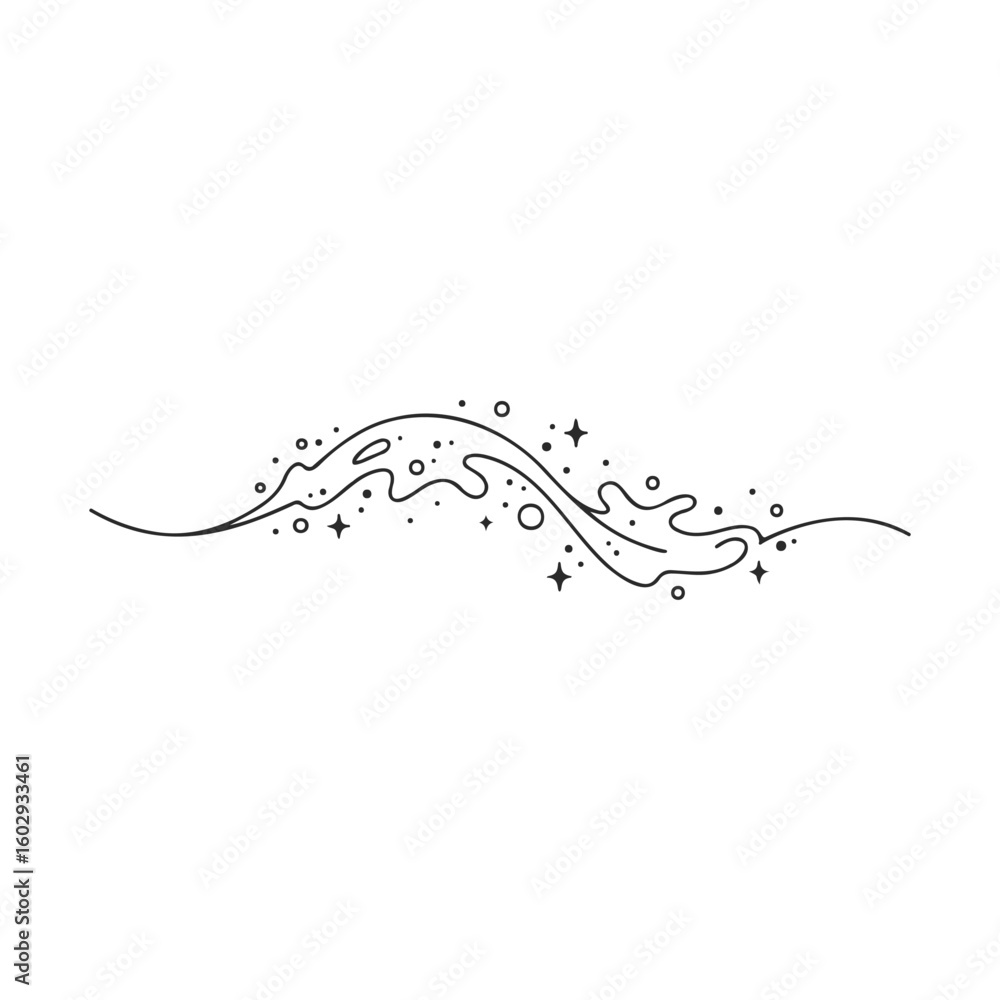 Poster elegant swirling line with sparkles and dots on white background – stock vector icon in line style