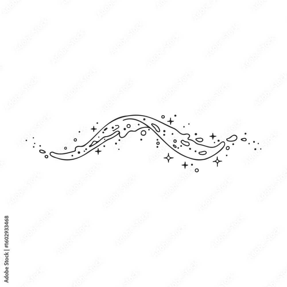 Poster abstract wave doodle with splash and stars in black and white design – stock vector icon in line sty