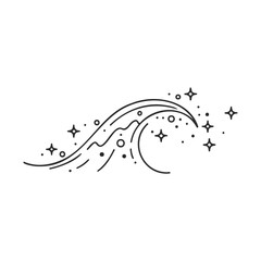 Abstract wave with stars and dots design in monochrome &ndash; stock vector icon in line style