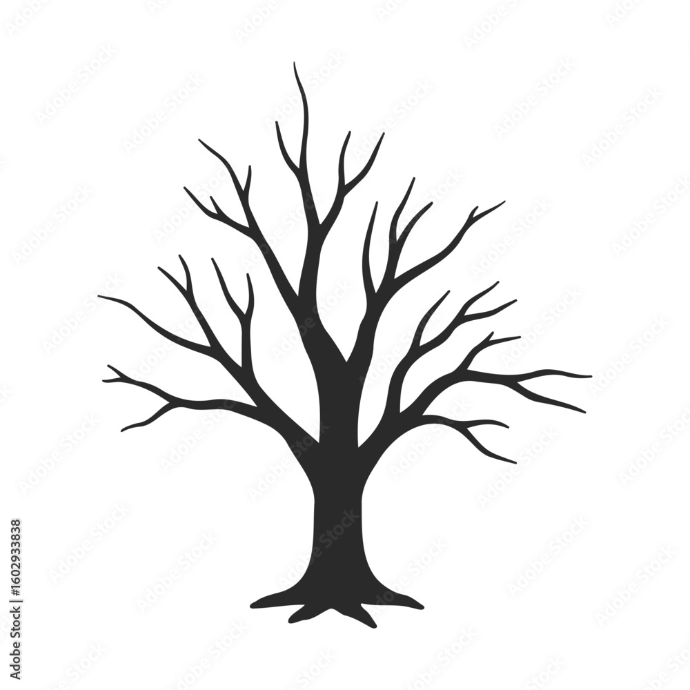 Poster silhouette of a bare tree with branches on white background – stock vector icon in line style