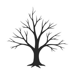 Silhouette of a leafless tree with bare branches on white background – stock vector icon in line style