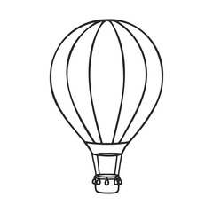 Minimalist black and white hot air balloon illustration on white background – stock vector icon in line style