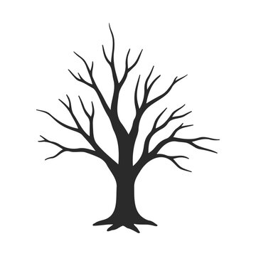 Silhouette of a bare tree with branches on white background &ndash; stock vector icon in line style