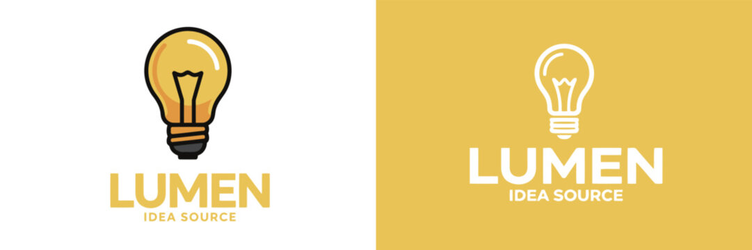 Bright Yellow Light Bulb Logos Symbolizing New Ideas and Creative Inspiration Source