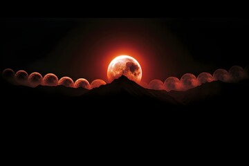 Lunar eclipse progression captured in a series of breathtaking photographs