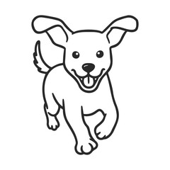 Naklejka premium Cute cartoon puppy bounding happily with wagging tail and perky ears – stock vector icon in line style
