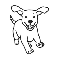 Fototapeta premium Playful puppy sketch with happy expression and wagging tail – stock vector icon in line style