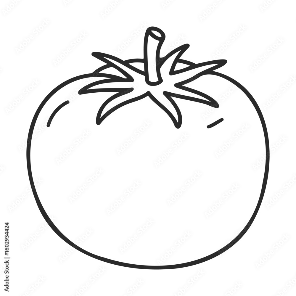Poster black and white vector line drawing of a tomato – stock vector icon in line style